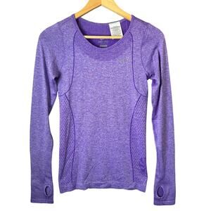 Nike Women's Dri-FIT Seamless Long Sleeve Knit Top Activewear Running Purple Gym